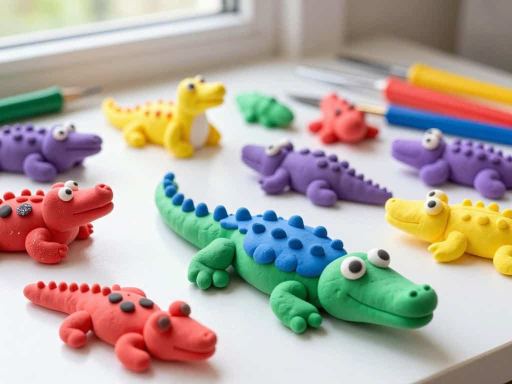 Modelliermasse Krokodil verschiedene Farben und Materialien