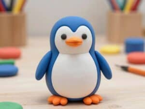 Mehr über den Artikel erfahren Pinguin aus Knete formen – Runder Pinguin-Bauch kneten
