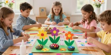 Tischdeko Frühling basteln mit Kindern