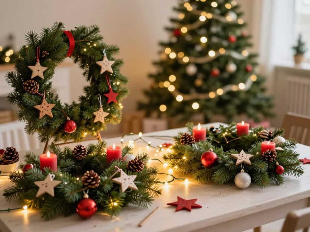 Weihnachtliche Bastelideen für Adventskranz basteln und Christbaumschmuck selber machen