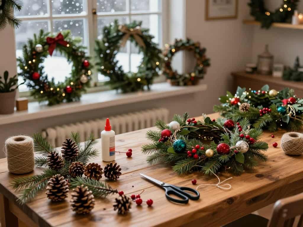 Weihnachtsdeko aus Naturmaterialien und Bastelbedarf