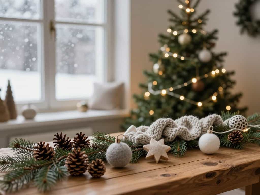Weihnachtsdeko skandinavisch mit natürlichen Materialien