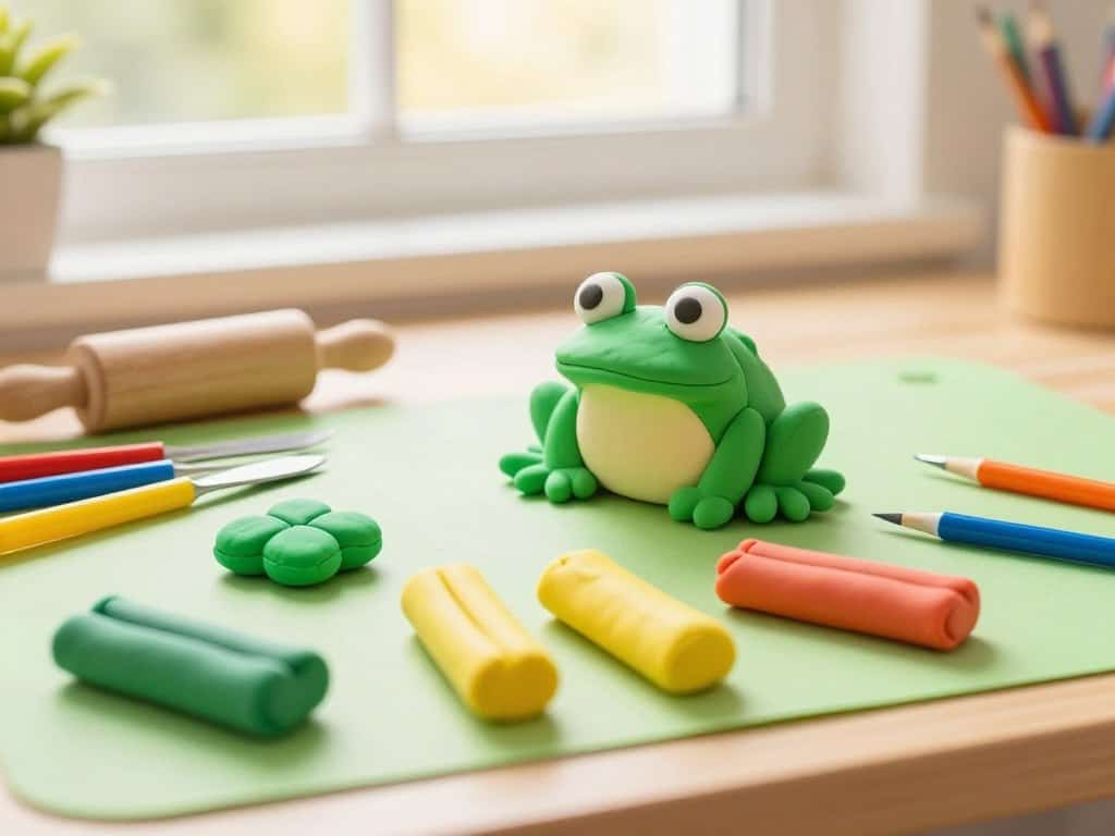Werkzeuge und Materialien für Bastelprojekt Kinder mit Knettechnik