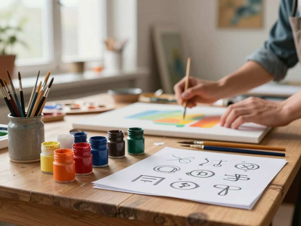 Zeichenmaterial und Werkzeuge zum Malen für Symbole