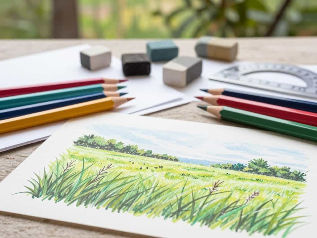 Zeichenmaterialien für Graszeichnungen