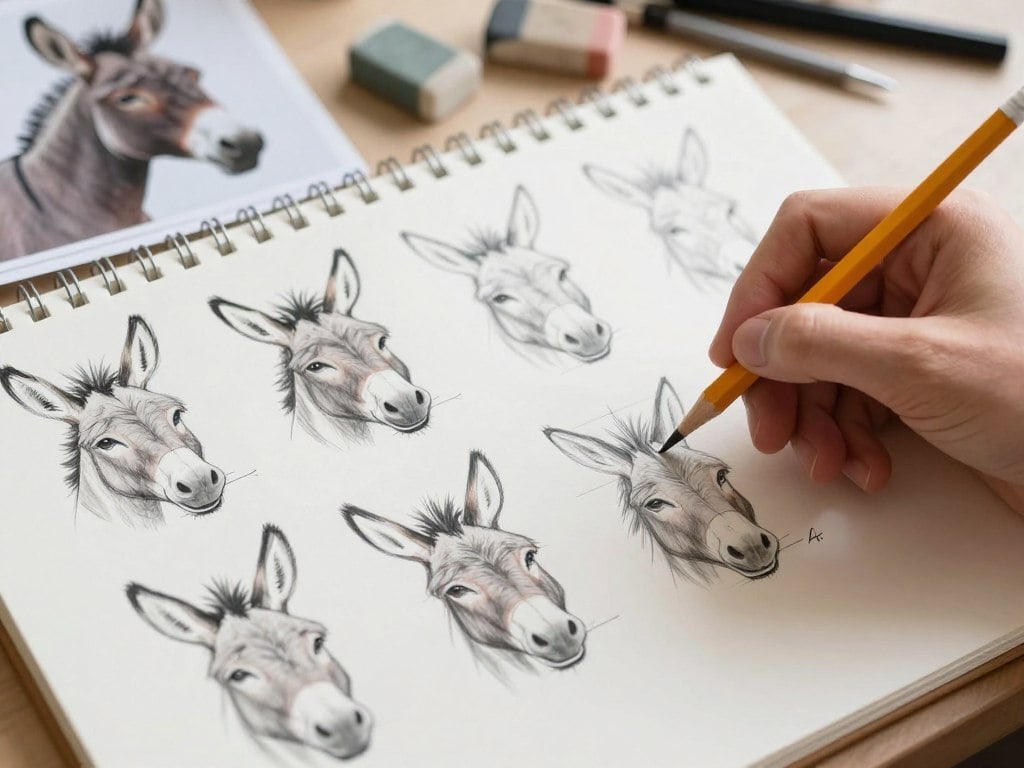 Zeichentipps zum Vermeiden von Fehlern beim Eselkopf zeichnen