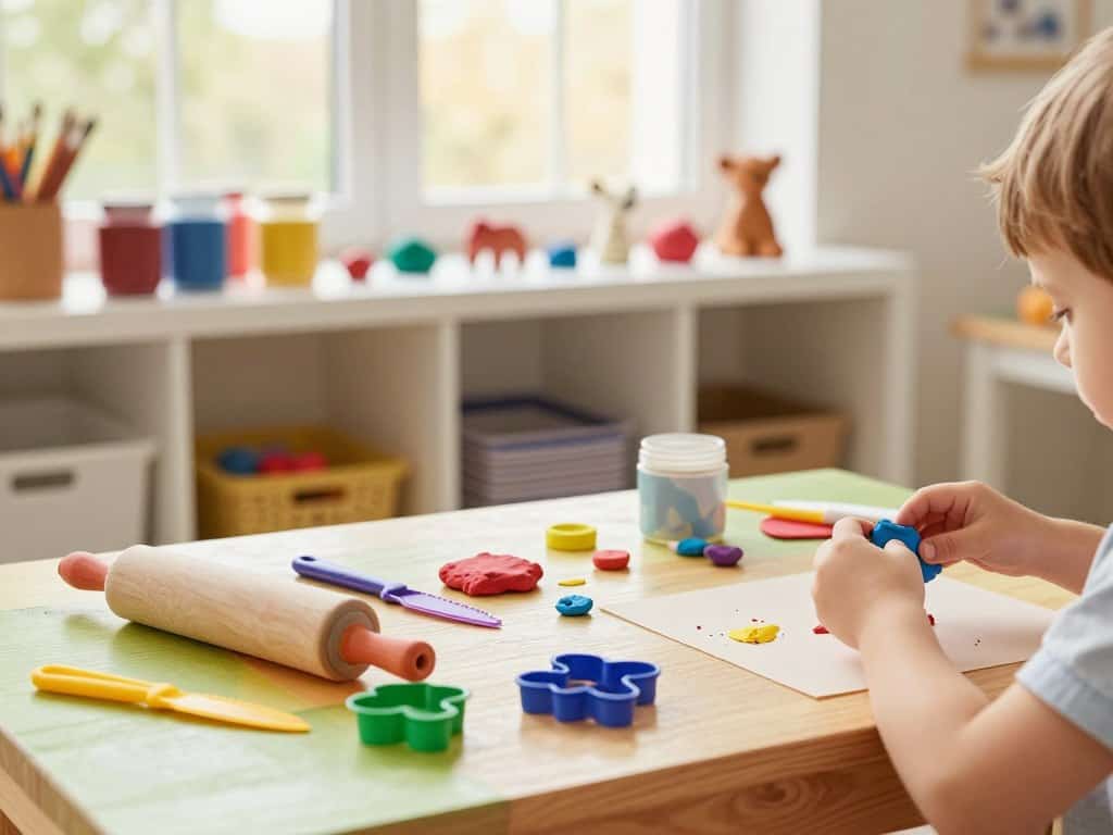 Basteln mit Kindern - Vorbereitung des Arbeitsplatzes mit Knete