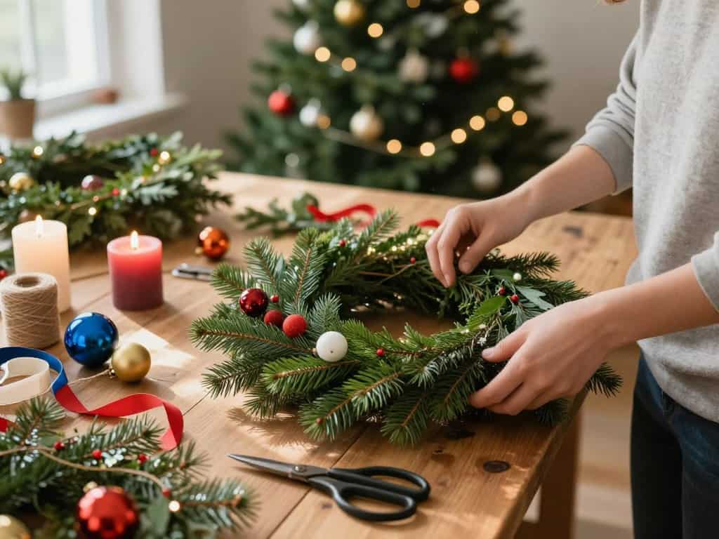 DIY Adventskranz basteln mit Tannengrün