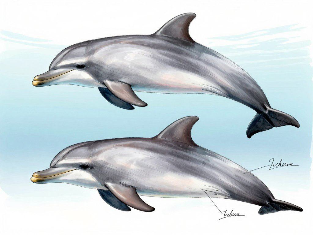 Delfin Proportionen und Anatomie Skizze