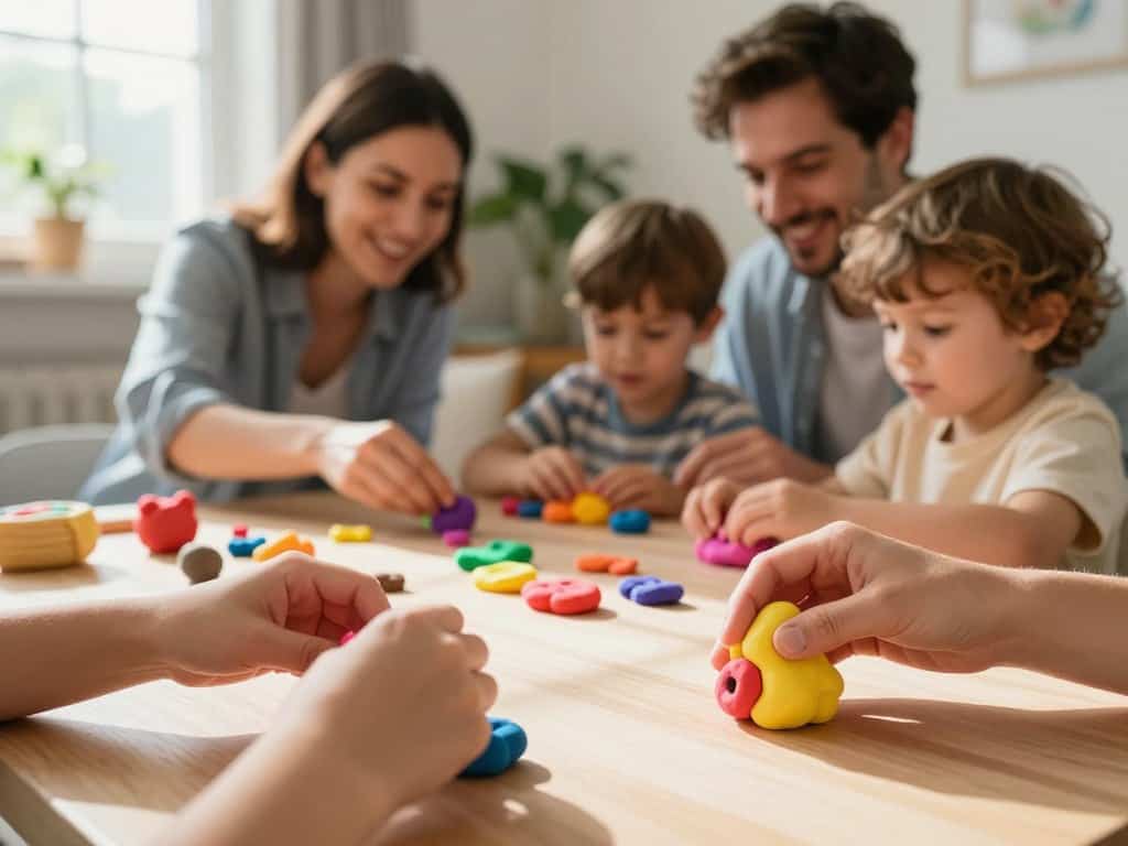Familienaktivitäten gemeinsam kneten mit Kindern