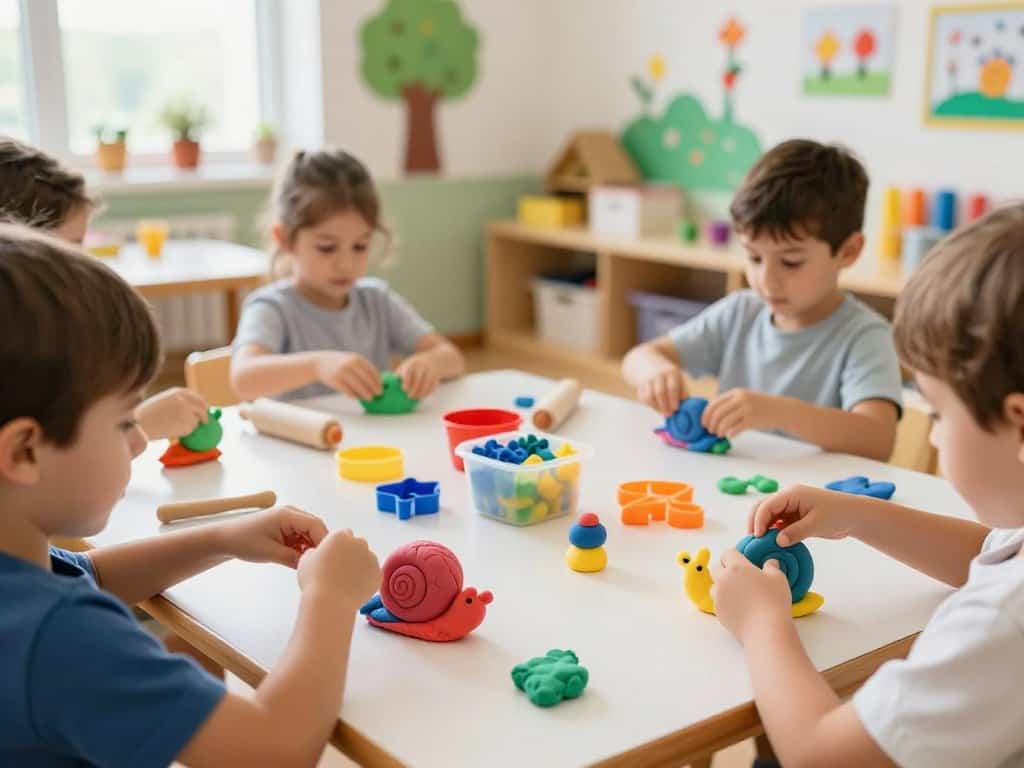 Kindergarten Basteln mit Knete für kleine Kinder