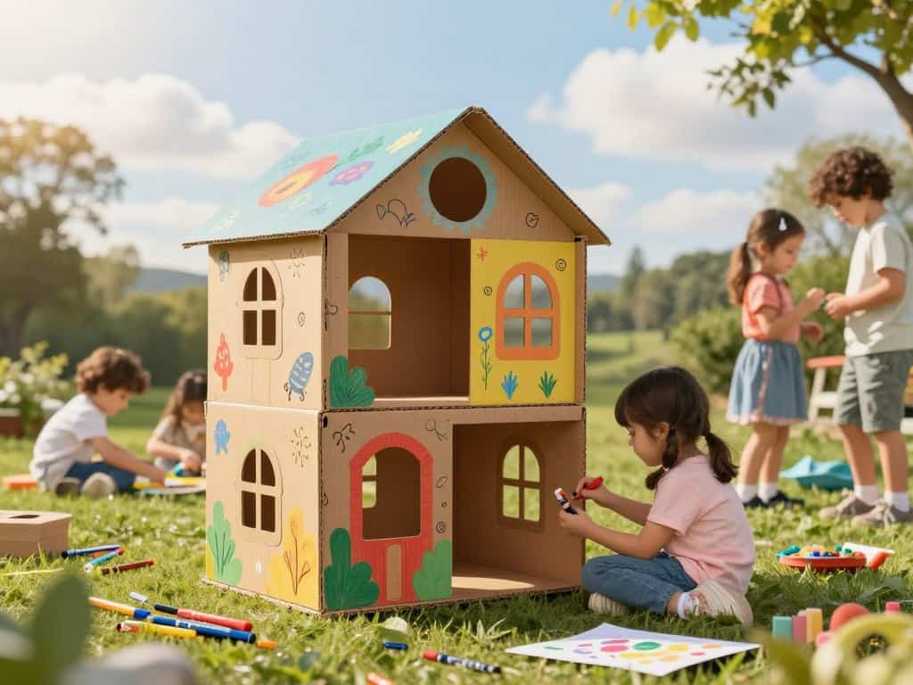 Spielhaus aus Karton für Kinder zum Basteln