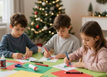 Weihnachtskarten basteln mit Kindern einfach