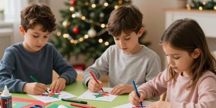 Weihnachtskarten basteln mit Kindern einfach