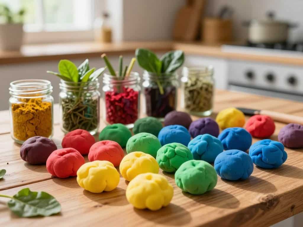 bunte Knete mit natürlichen Farbstoffen