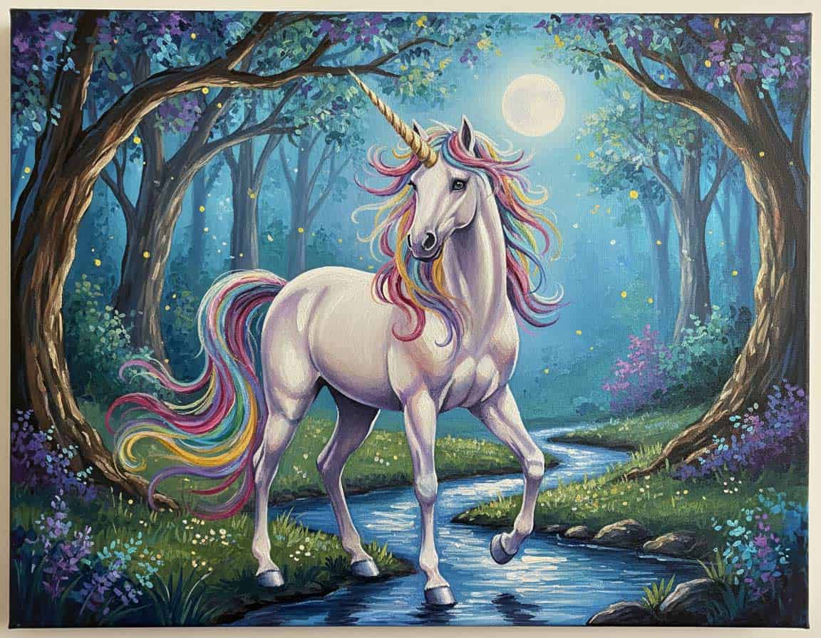 Mit Acryl gemaltes Einhorn Mit Acryl gemaltes Einhorn