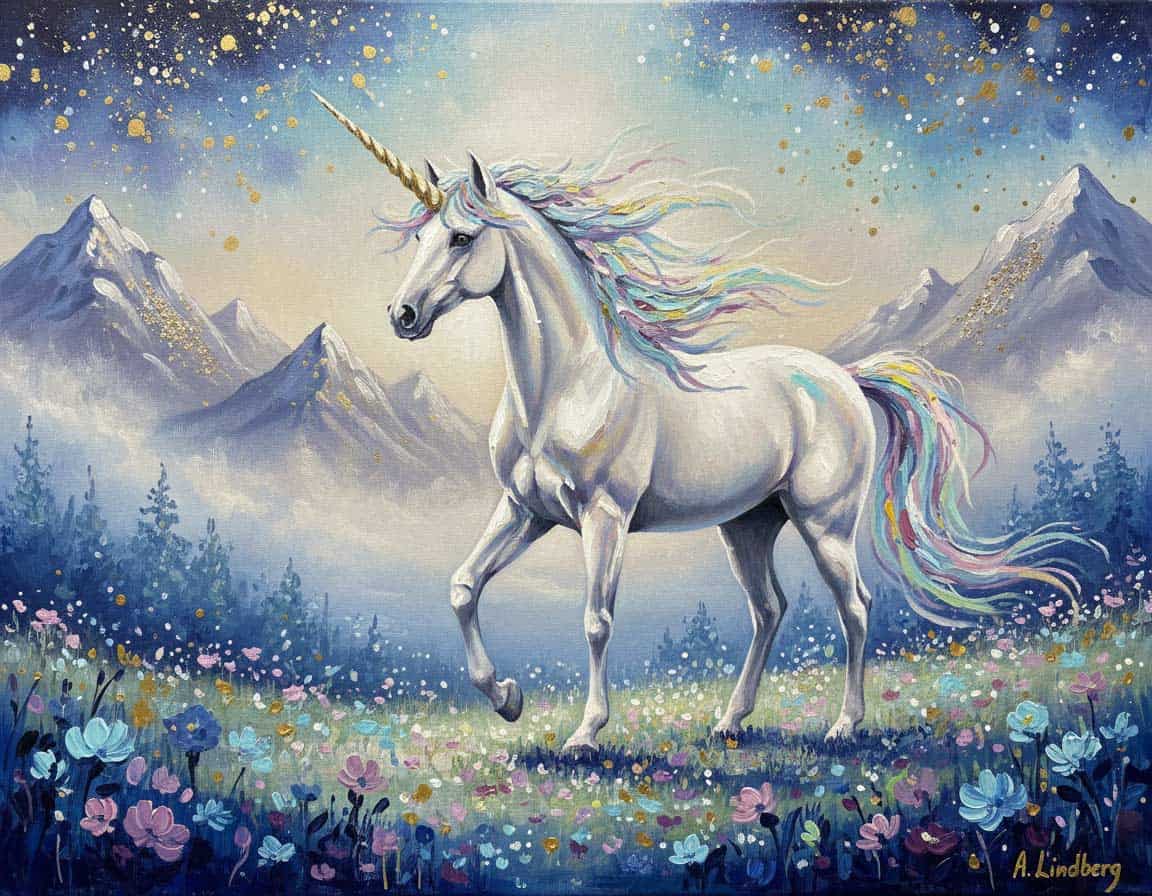 Mit Acryl gemaltes Einhorn Mit Acryl gemaltes Einhorn