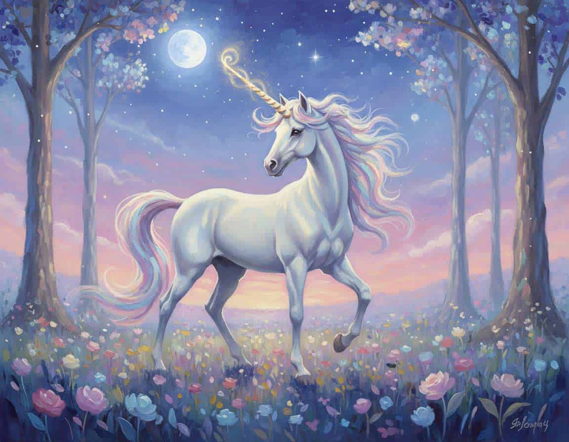 Schönes gemaltes Bild von einem Einhorn Schönes gemaltes Bild von einem Einhorn