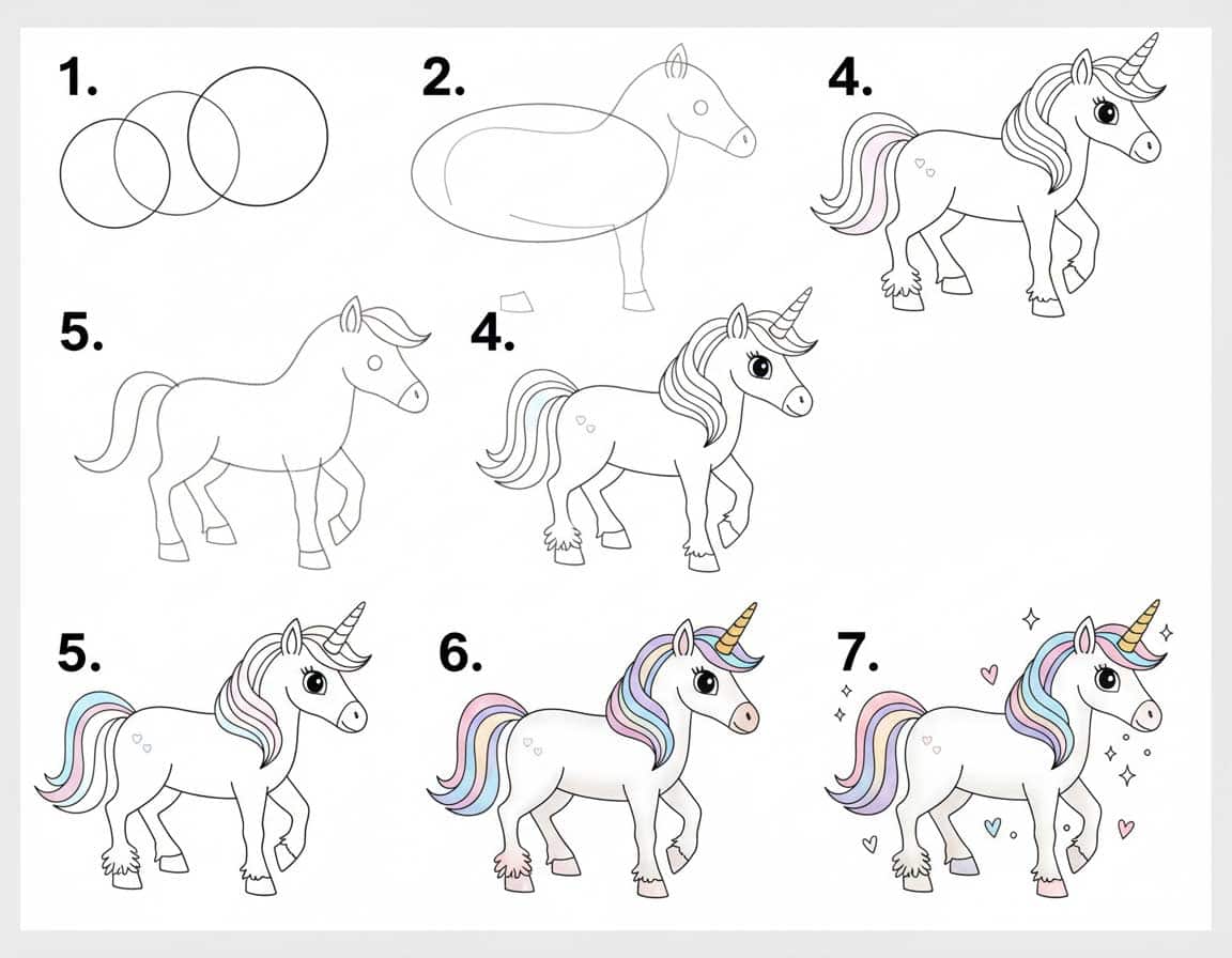 Schritte um ein Einhorn einfach zu zeichnen Schritte um ein Einhorn einfach zu zeichnen