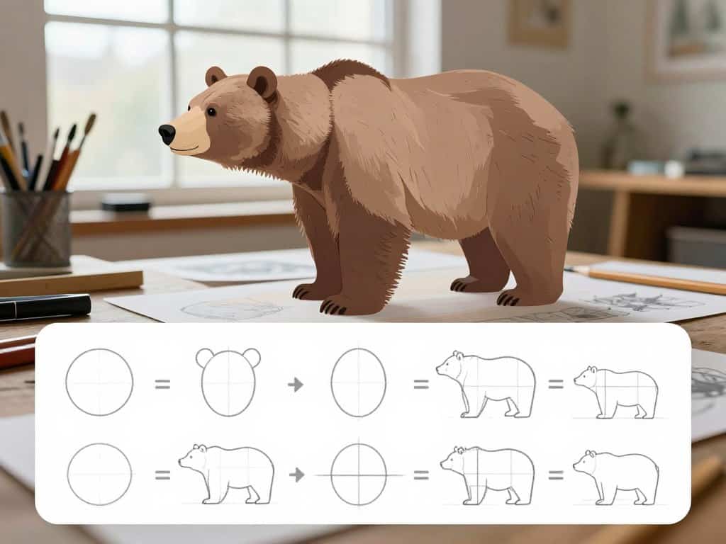 Grundformen und Proportionen für Bärenkörper zeichnen