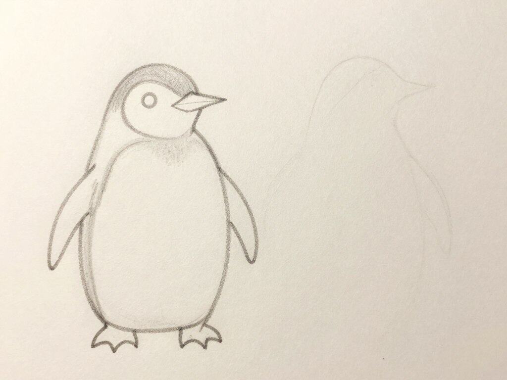 Grundformen zeichnen Pinguin Körper einfache Formen