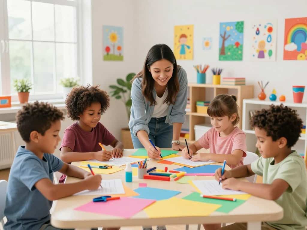 Gruppenbastelei mit mehreren Kindern organisieren