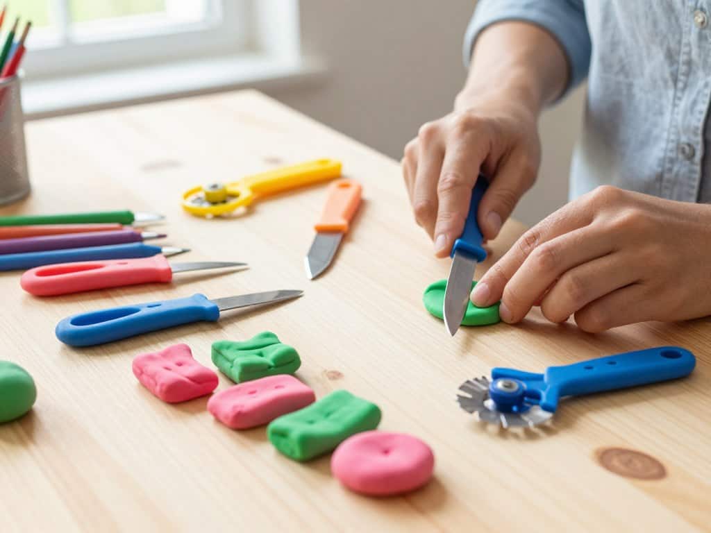Knetwerkzeuge und Plastikwerkzeuge zum Knete schneiden