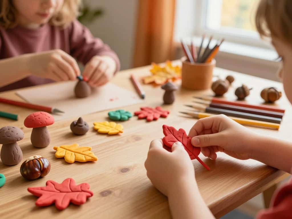 Kreatives Basteln mit herbstlichen Knetmotiven