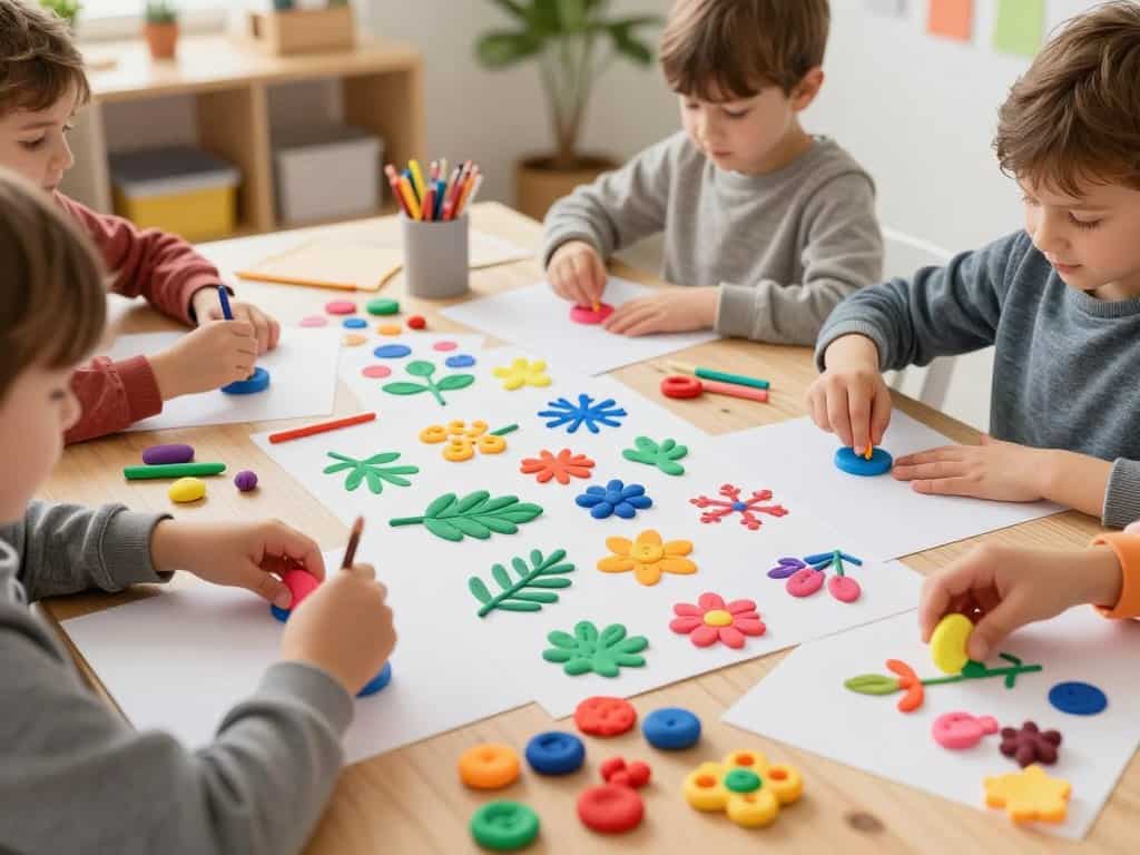 Kreativität Kinder Knete stempeln saisonale Muster