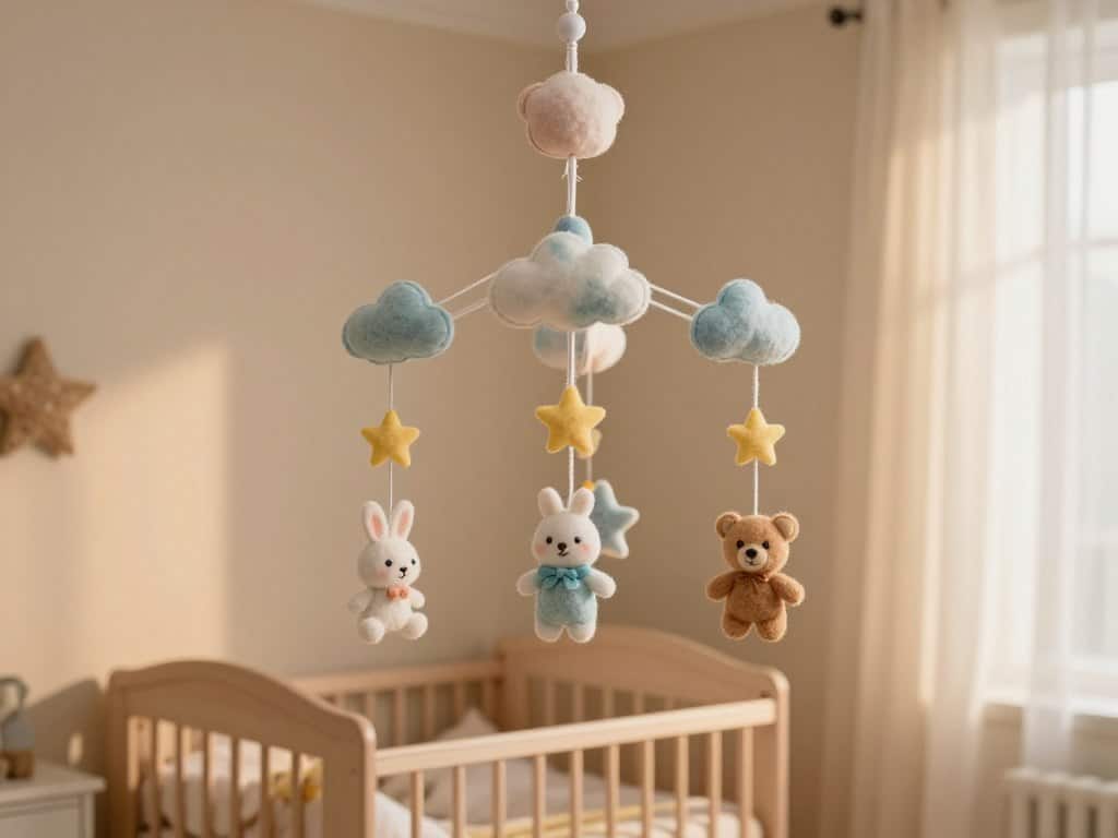 Mobile selber machen für Babyzimmer Deko basteln