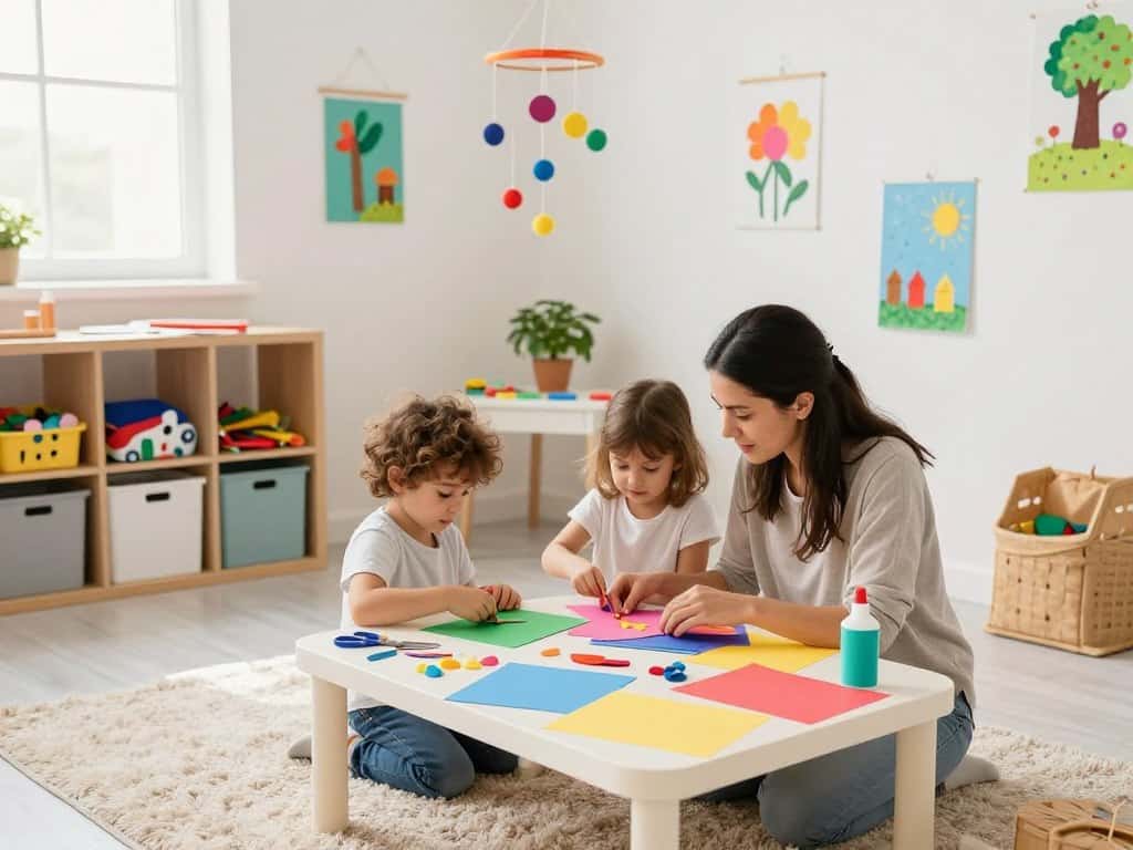 Organisiertes Basteln mit Kindern im Kinderzimmer