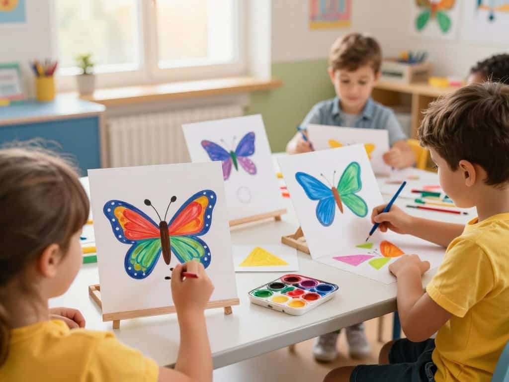 Schmetterling malen Kinder grundlegende Formen und Techniken