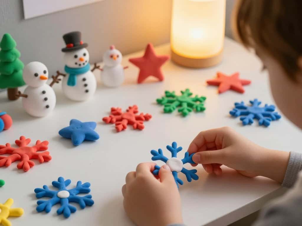 Schneeflocken basteln mit Knete