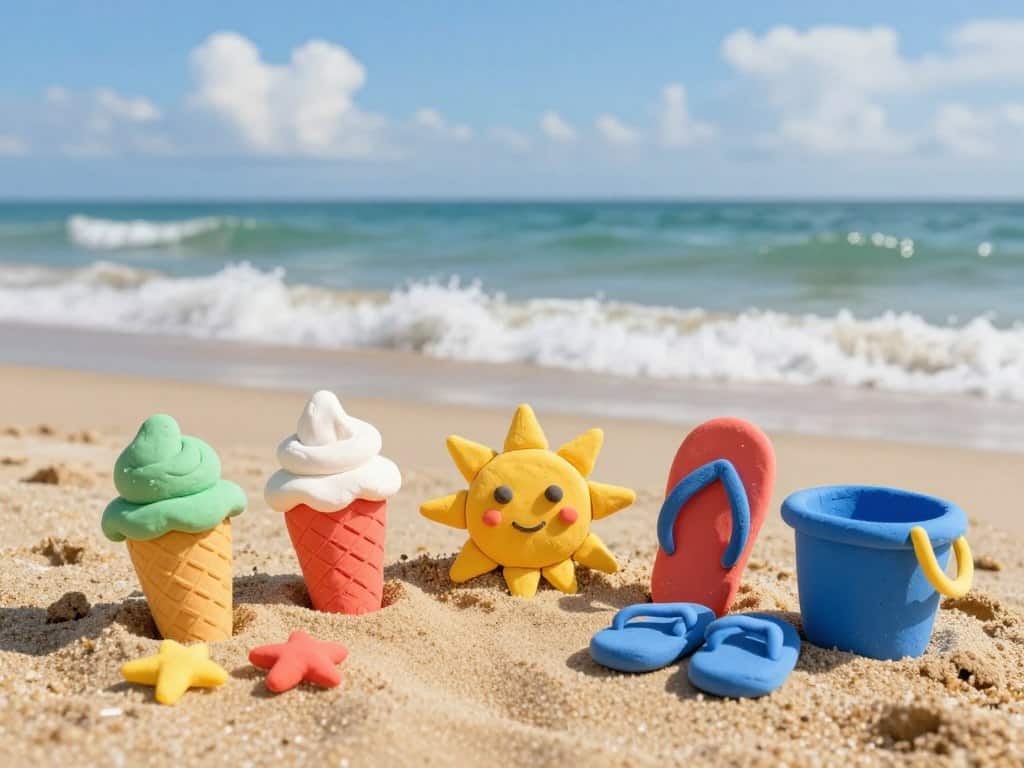 Strandmotive Knete mit Sand und Meereswellen