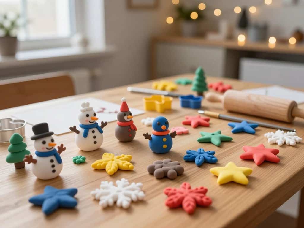 Verschiedene Arten von Knetmasse und Modelliermasse für Winterprojekte