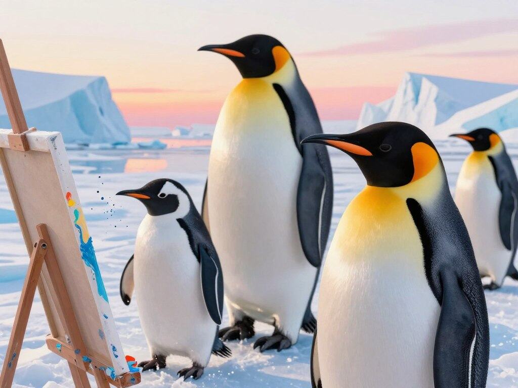 Verschiedene Pinguin-Arten malen