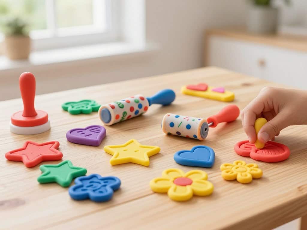 Verschiedene Stempelwerkzeuge für Kinderspielzeug und Kneteprojekte