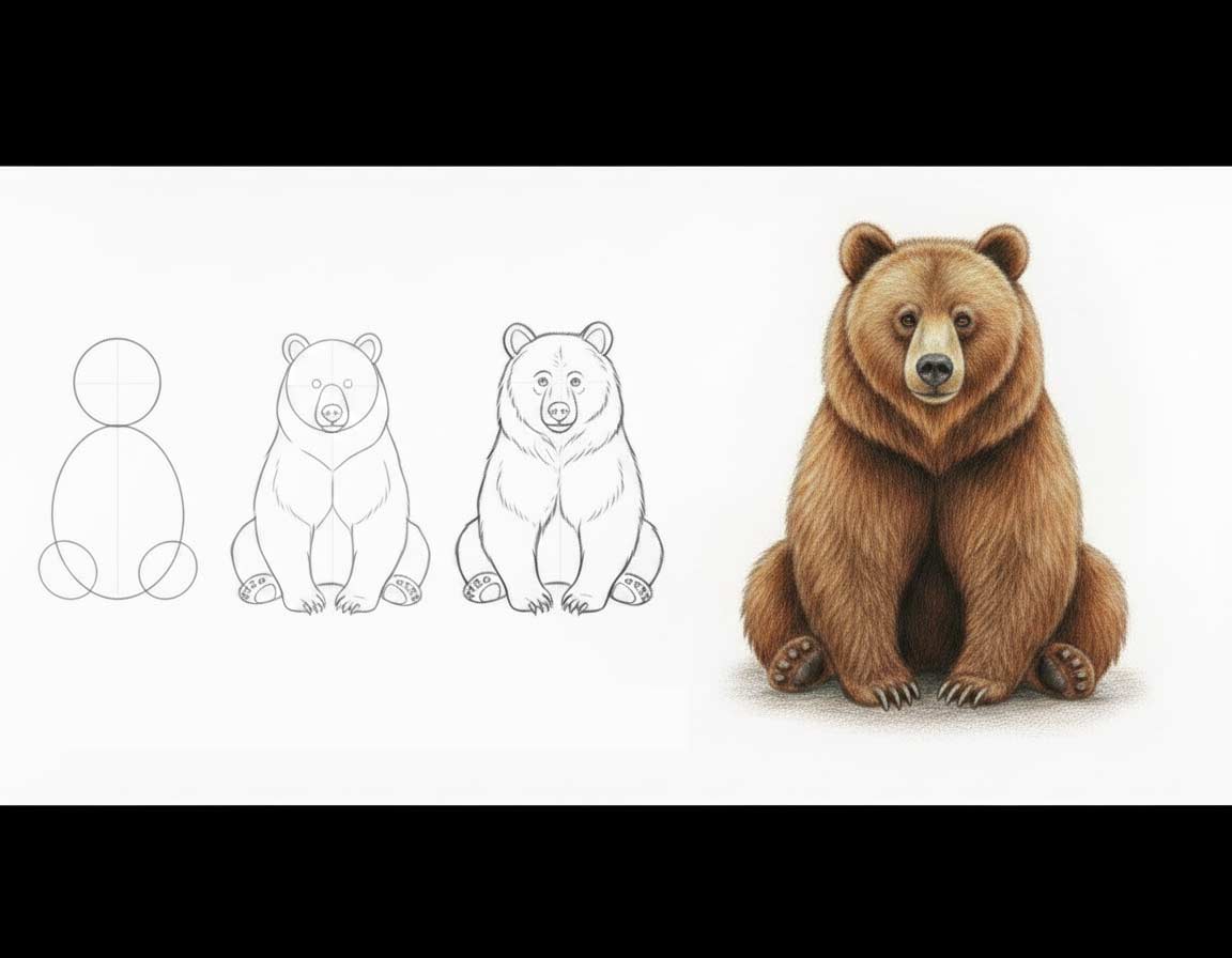Schritte um einen Bär zu malen Schritte um einen Bär zu malen
