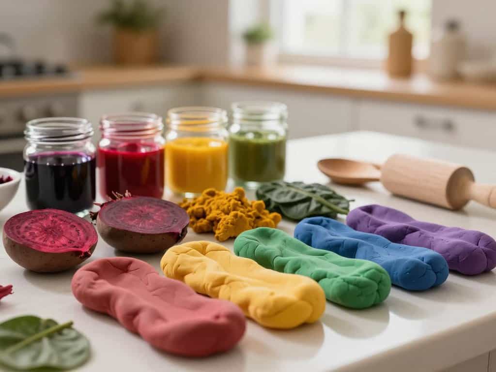 bunte Knete mit natürlichen Farbstoffen selbstgemacht
