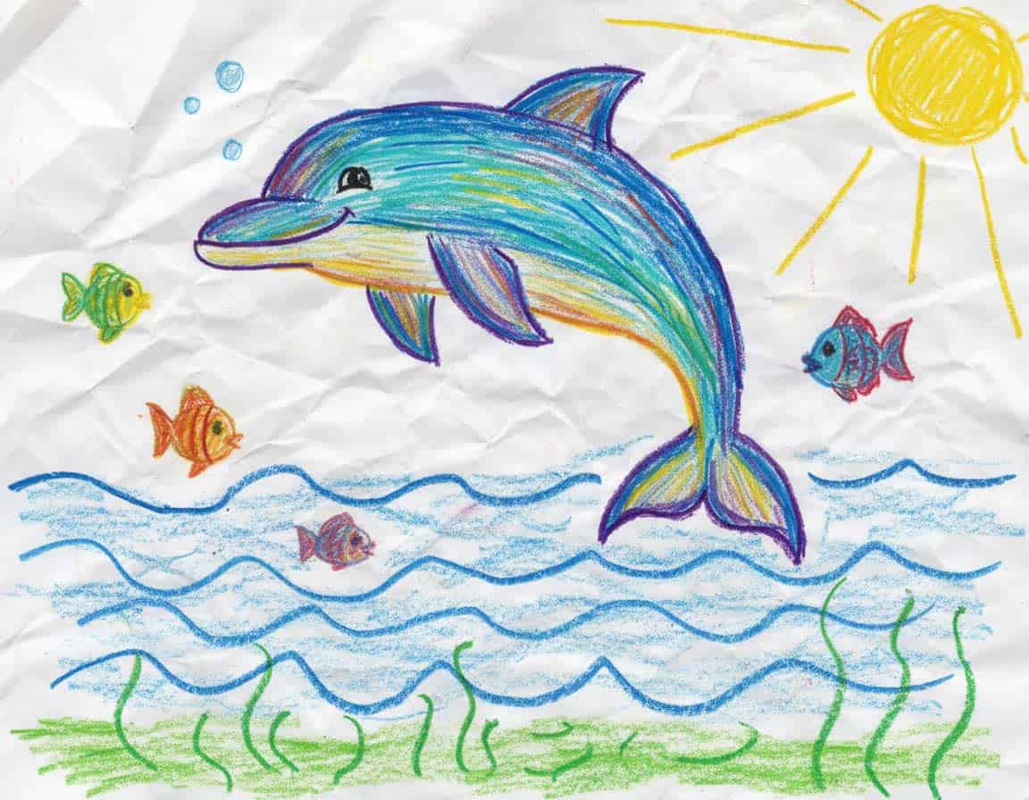Delfinbild von Kindern gemalt Delfinbild von Kindern gemalt