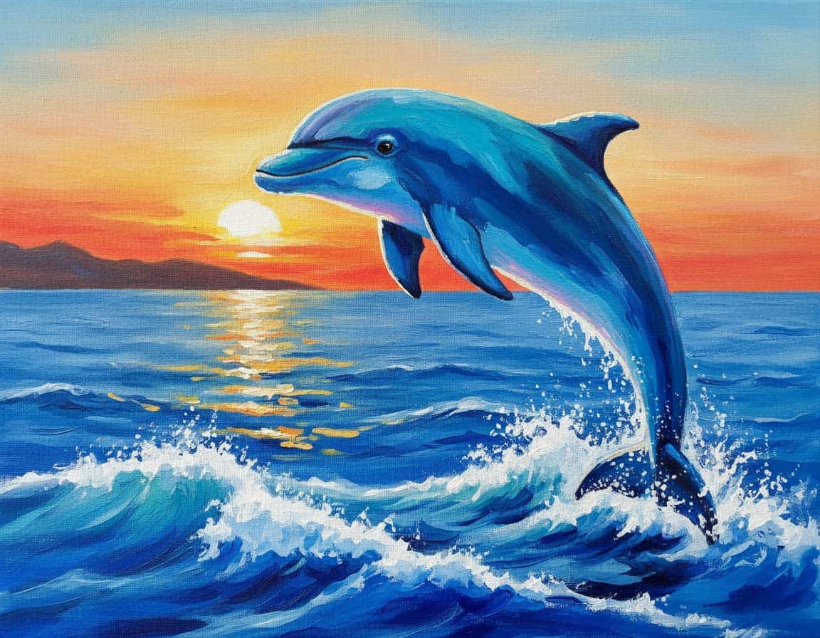 Delfin auf Leinwand gemalt Delfin auf Leinwand gemalt