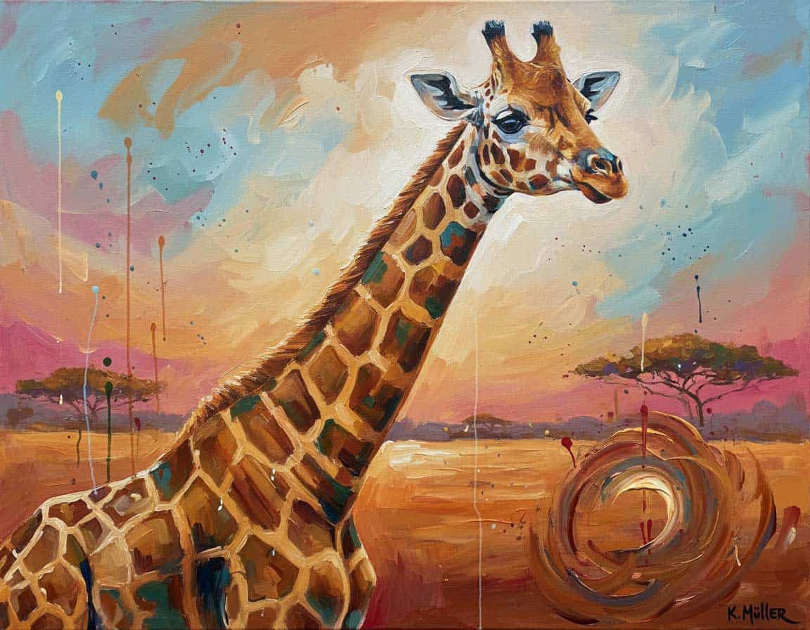Gemalte Giraffe in Acryl Gemalte Giraffe in Acryl