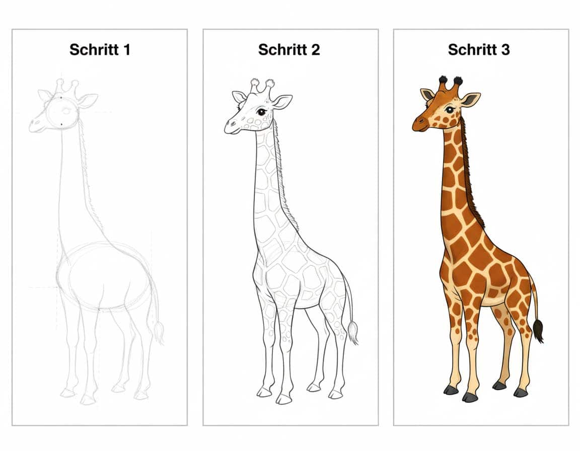 Anleitung zum Malen einer Giraffe in Schritten Anleitung zum Malen einer Giraffe in Schritten