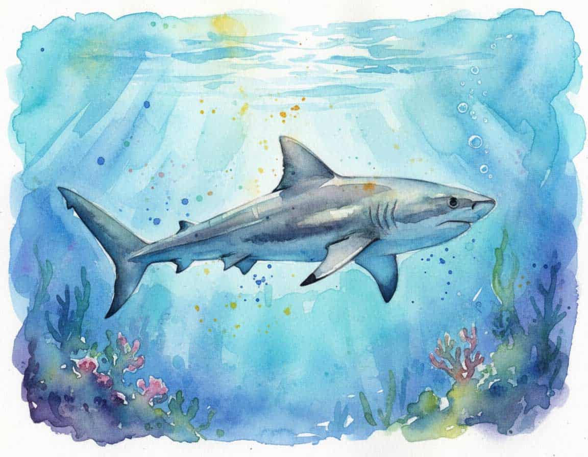 Hai mit Aquarell gemalt Hai mit Aquarell gemalt