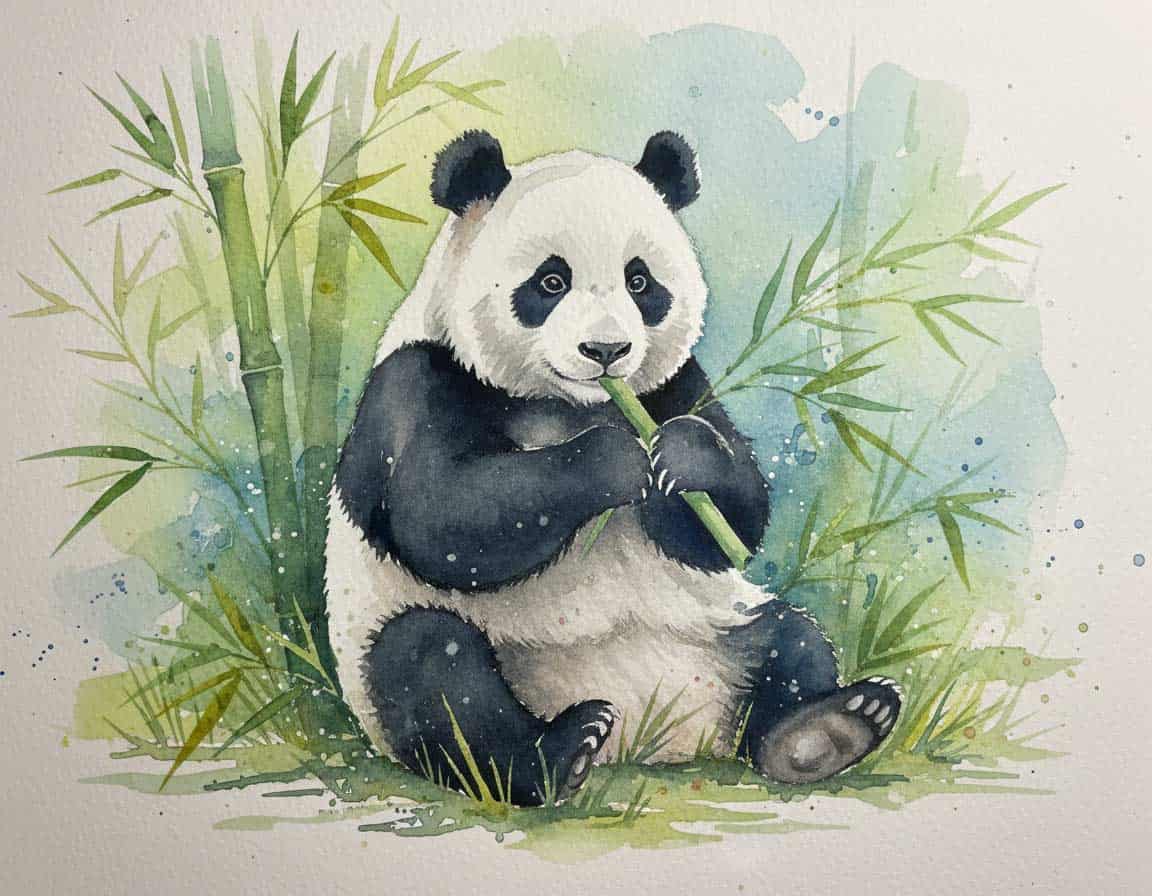 Mit Aquarel gemalter Pandabär Mit Aquarel gemalter Pandabär
