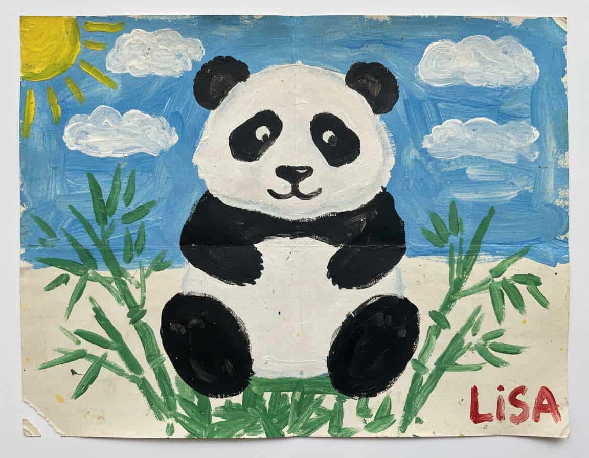 Von Kind gemalter süßer Pandabär Von Kind gemalter süßer Pandabär