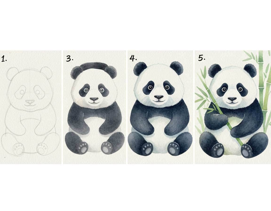 Schritte um ganz einfach einen Panda zu malen Schritte um ganz einfach einen Panda zu malen