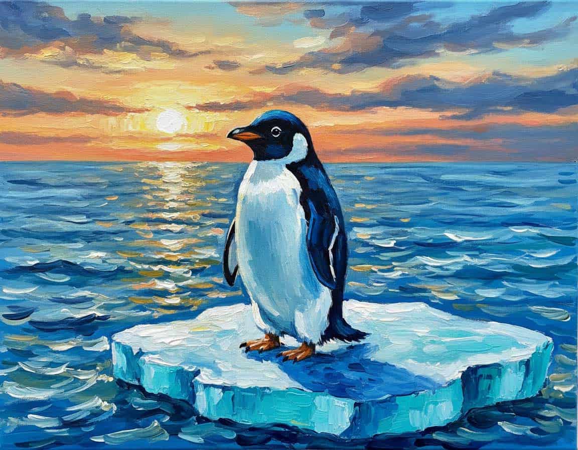 Pinguin Malerei in Acryl Pinguin Malerei in Acryl