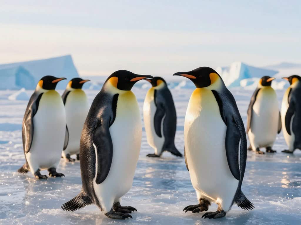 realistische Pinguine mit Schattierung und Licht