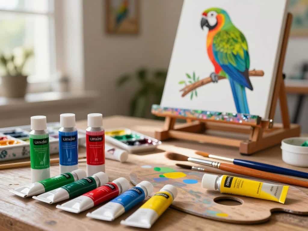 Acrylfarben für Papageien und verschiedene Malmittel